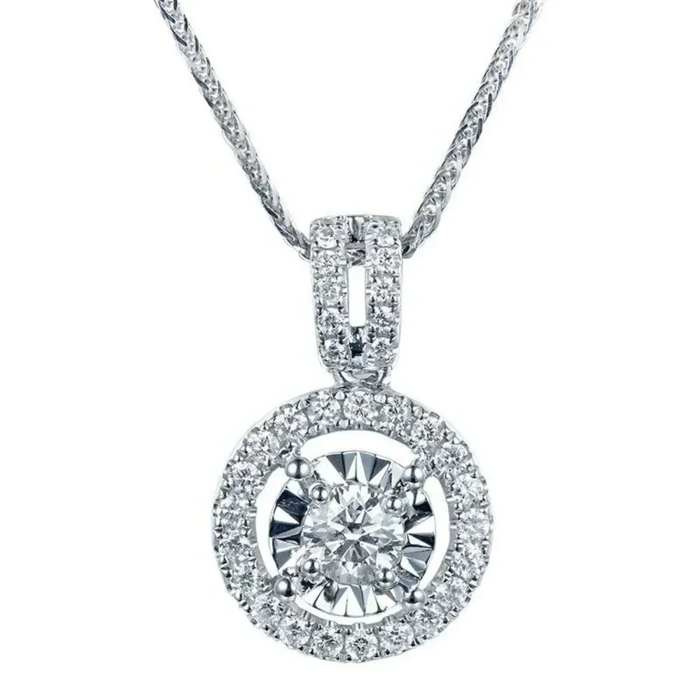 NEW 925 Sterling Silver Diamond Circle Necklace